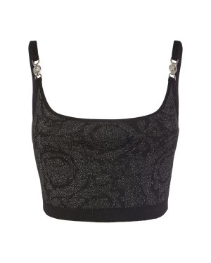 Barocco Embellished Lurex Knit Bra Top