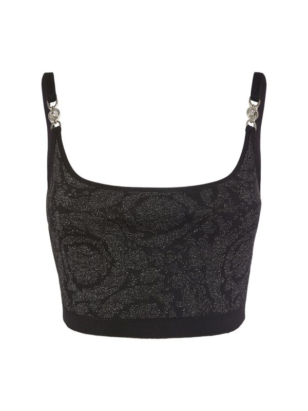 Barocco Embellished Lurex Knit Bra Top