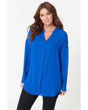 Be You Long Sleeve V Neck Blouse Womens - Blue