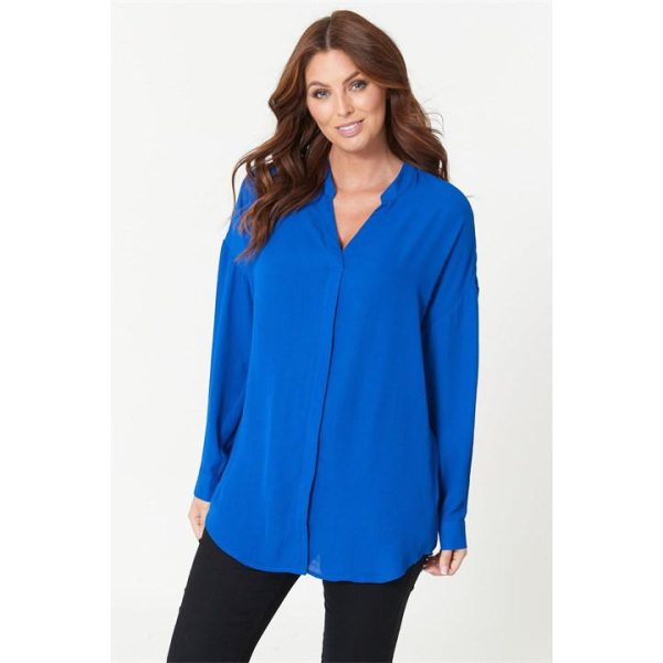 Be You Long Sleeve V Neck Blouse Womens - Blue