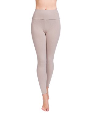 (Beige, 10) FUTURO FASHION Women's Cotton Rich Full Length High Waisted Leggings Tummy Control Yoga Fitness Ladies Solid Slimming Stretchy Pants Plus