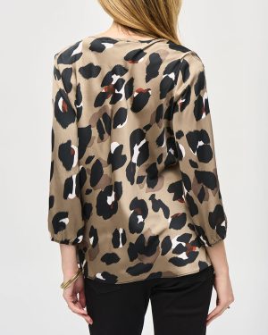 Beige Printed Cowl Neck Blouse