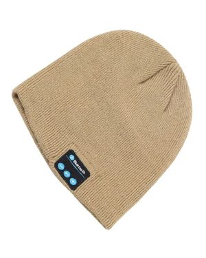 (Beige) Soft Warm Beanie Hat Bluetooth Smart Cap Wireless Headphone Set Speaker Mic Hot