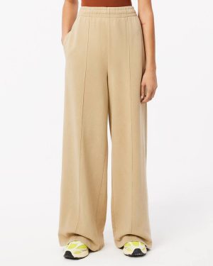 Beige Wide Leg Cotton Joggers