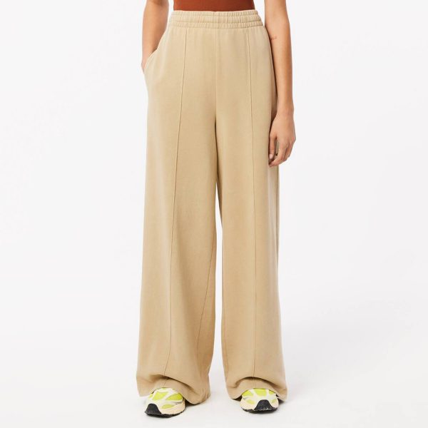 Beige Wide Leg Cotton Joggers