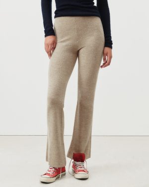 Beige Wool Blend Fit and Flare Joggers