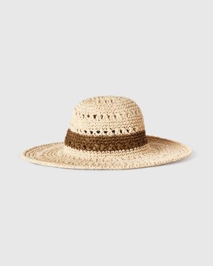 Benetton, Fisherman's Style Hat In Straw Look, size OS, Beige, Women