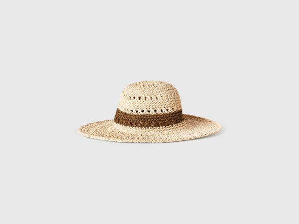 Benetton, Fisherman's Style Hat In Straw Look, size OS, Beige, Women