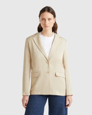 Benetton, Flowy Jacket, size , Beige, Women