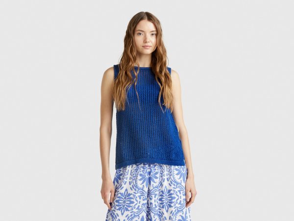 Benetton, Knit Tricot Top, size XS, Blue, Women