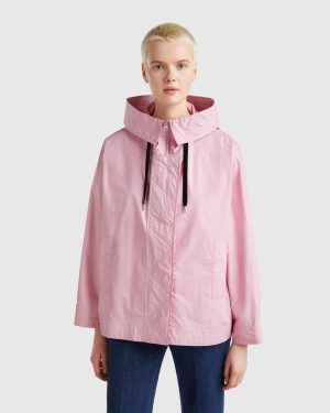 Benetton, Oversized Fit Nylon Jacket, size XXS, Pink, Women