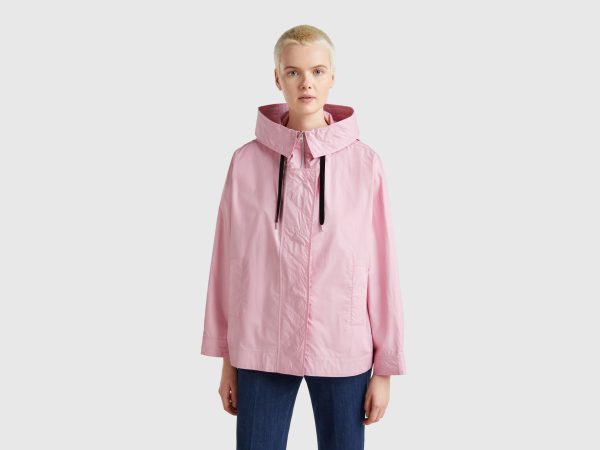 Benetton, Oversized Fit Nylon Jacket, size XXS, Pink, Women