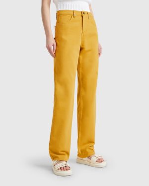 Benetton, Straight Leg Jeans, size 34, Mustard, Women
