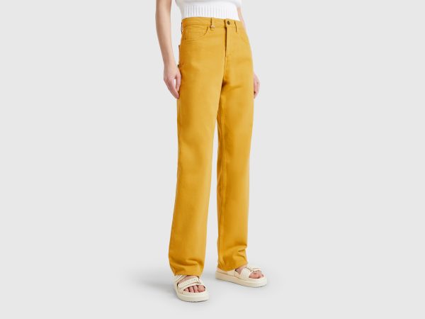 Benetton, Straight Leg Jeans, size 34, Mustard, Women