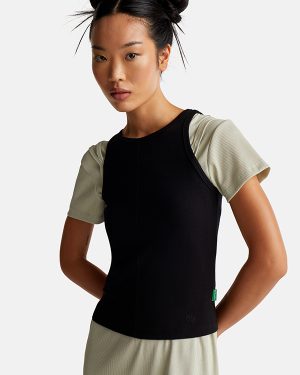 Benetton, Tank Top In Stretch Cotton And Modal Blend, size OS, Black, Women