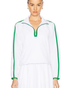 Beyond Yoga Contrast Half Zip Pullover Jacket in True White & Home Court Green - White. Size M (also in S, XS).