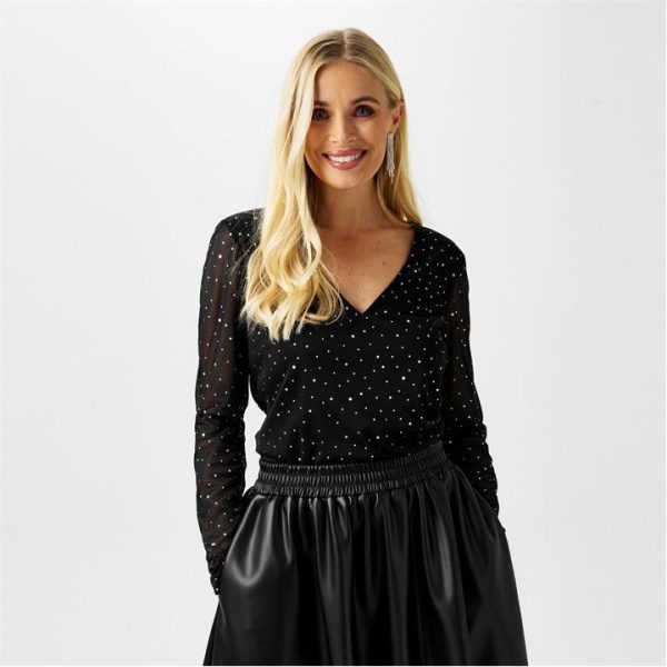 Biba Biba Sequin Mesh Top - Black