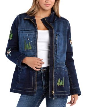 Billy T Happy Trees Embroidered Denim Jacket