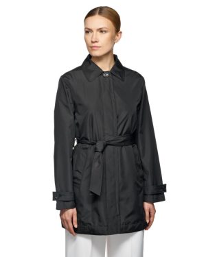 (Black, 12) Geox W SOLEIL Women's Black Trench Coat