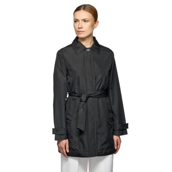 (Black, 12) Geox W SOLEIL Women's Black Trench Coat