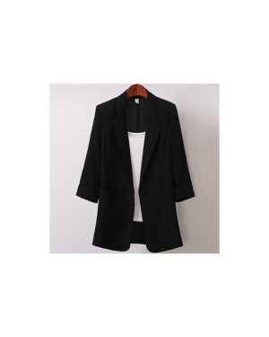 (Black, 4XL) Womens Casual Cotton Linen Blazer Jacket Tops Ladies Loose Button Up Lapel Coat