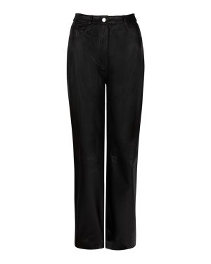 Black Amy Straight Leather Trousers