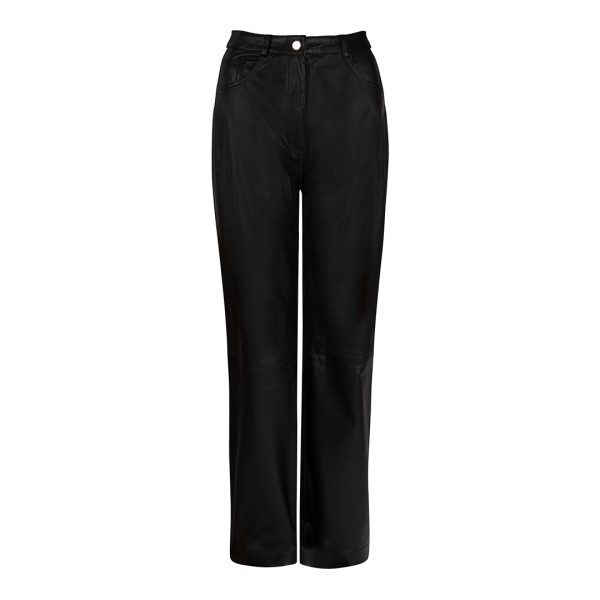 Black Amy Straight Leather Trousers
