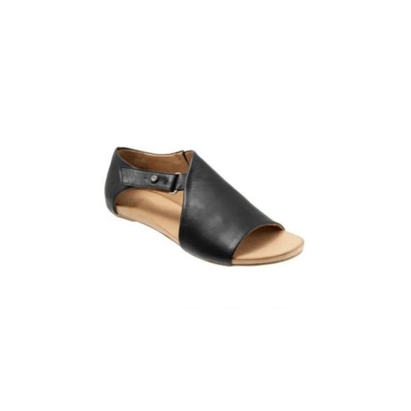 (Black - Cut Out Casual Beach Rome Sandles, UK 3.5 / EU 36) Womens-Ladies Peep Toe Buckle Flat Sandals Summer Holiday Comfy Shoes Size 6 7 8