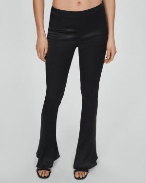 Black Flared Satin Trousers
