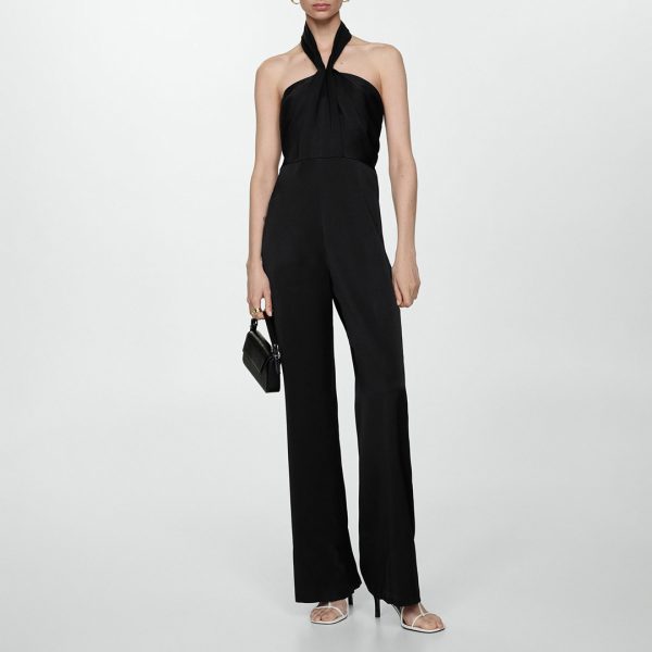 Black Halter-Neck Twist Jumpsuit