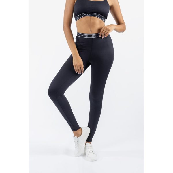 (Black, M) Juicy Couture Kia Nylon Women's Black Sports Leggings