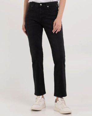 Black Maijke Straight Stretch Jeans