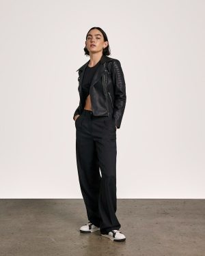 Black NOISY MAY Faux Leather Biker Jacket