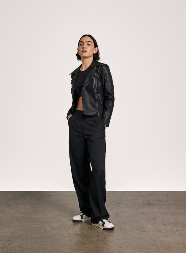 Black NOISY MAY Faux Leather Biker Jacket