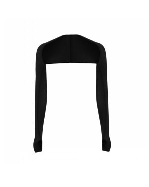 (Black) Open Front Shrugs Tops Women Cooling Arm Sleeves Cropped Tops Outdoor Sun Protection Cooler Shrug Arms Wrap Long Sleeves Unisex