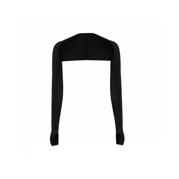 (Black) Open Front Shrugs Tops Women Cooling Arm Sleeves Cropped Tops Outdoor Sun Protection Cooler Shrug Arms Wrap Long Sleeves Unisex