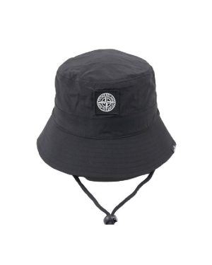 (Black) Stoneisland Bucket Hat Wind Fast Dry Adjustable Drawcord Summer Outdoor Sunshade