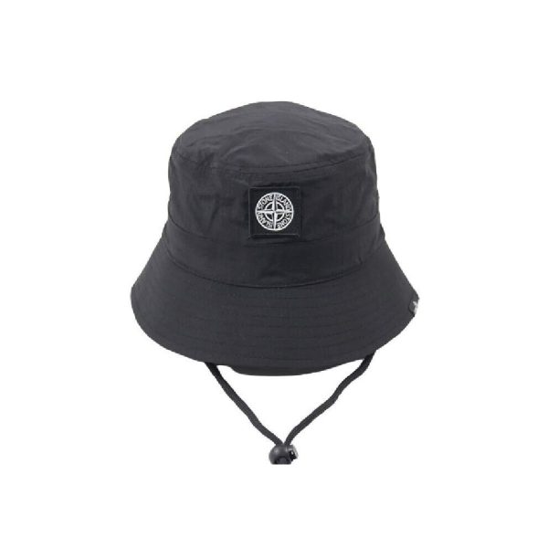 (Black) Stoneisland Bucket Hat Wind Fast Dry Adjustable Drawcord Summer Outdoor Sunshade
