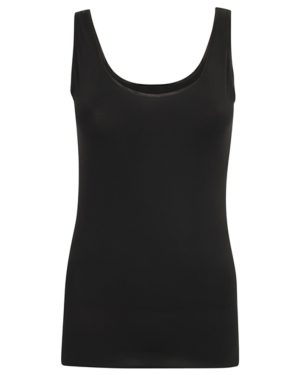 (Black, UK 10) Slenderella Gaspe Microfibre Anti Static Contouring Tank Top Vest