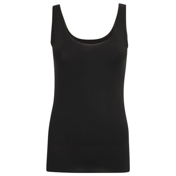 (Black, UK 10) Slenderella Gaspe Microfibre Anti Static Contouring Tank Top Vest