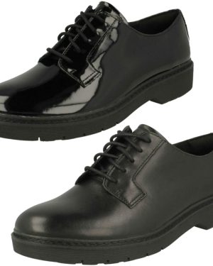 (Black, UK 4.5) Ladies Clarks Chunky Sole Lace Up Shoes Witcombe Lace
