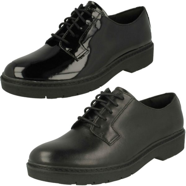 (Black, UK 4.5) Ladies Clarks Chunky Sole Lace Up Shoes Witcombe Lace