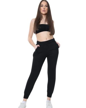(Black, UK 8) Womens Joggers Sweatpants Ladies Jogging Bottoms
