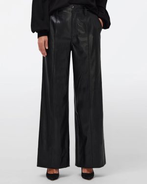 Black Vegan Leather Trousers