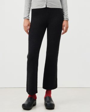 Black Wool Blend Fit and Flare Joggers