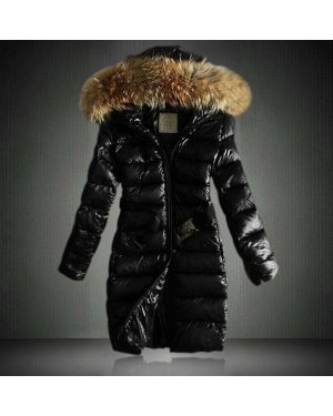 (Black, XL) Womens Ladies Long Warm Jacket Hooded Puffer Coat Winter Casual Faux Fur