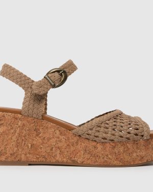 Blowfish Malibu Aric Woven Wedge High Heels in Beige