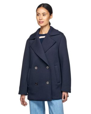 (Blue, 12) Geox W GARDENIA Women's Blue Pea Coat