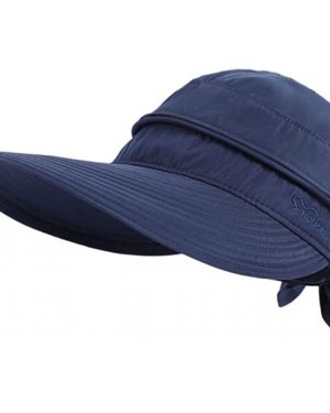 (Blue, 2XS) Upf 50+ Uv Sun Protective Convertible Beach Visor Hat For Women