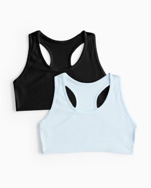 Blue Blue & Black Seamfree Racer Back Crop Top 2 Pack (4-6 Years) - Tu by Sainsbury's